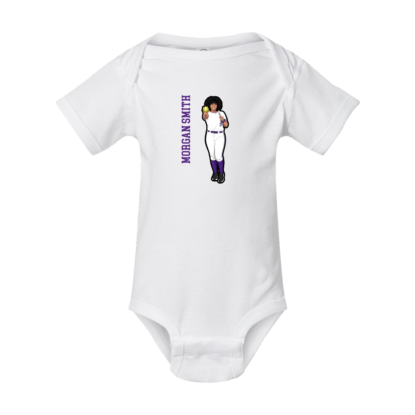 Baby Onesie — Name Vertical in White