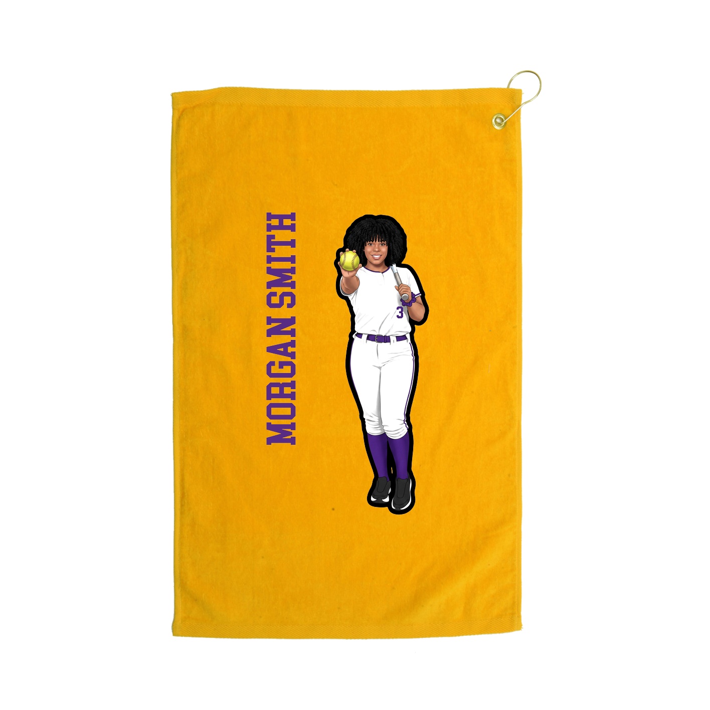 Golf Towel — Name Vertical in Gold