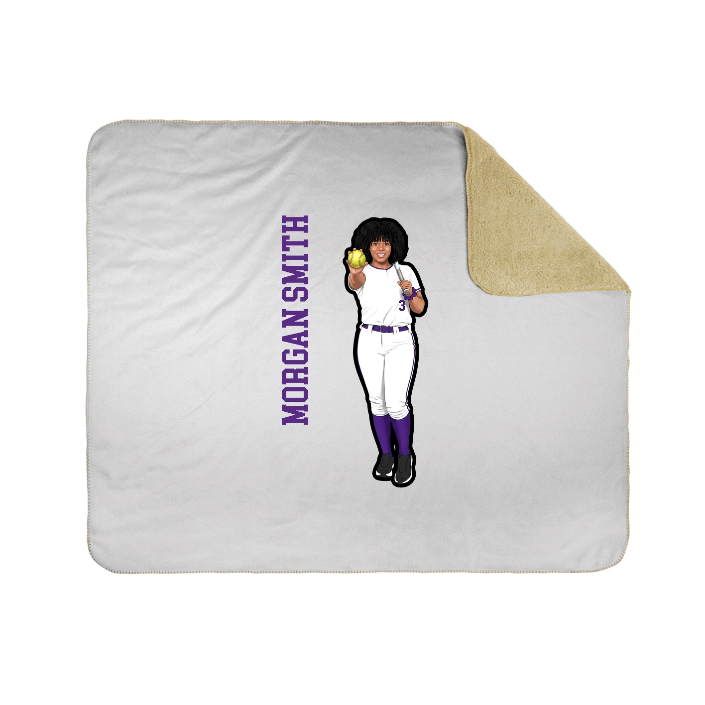 Throw Blanket — Name Vertical in White