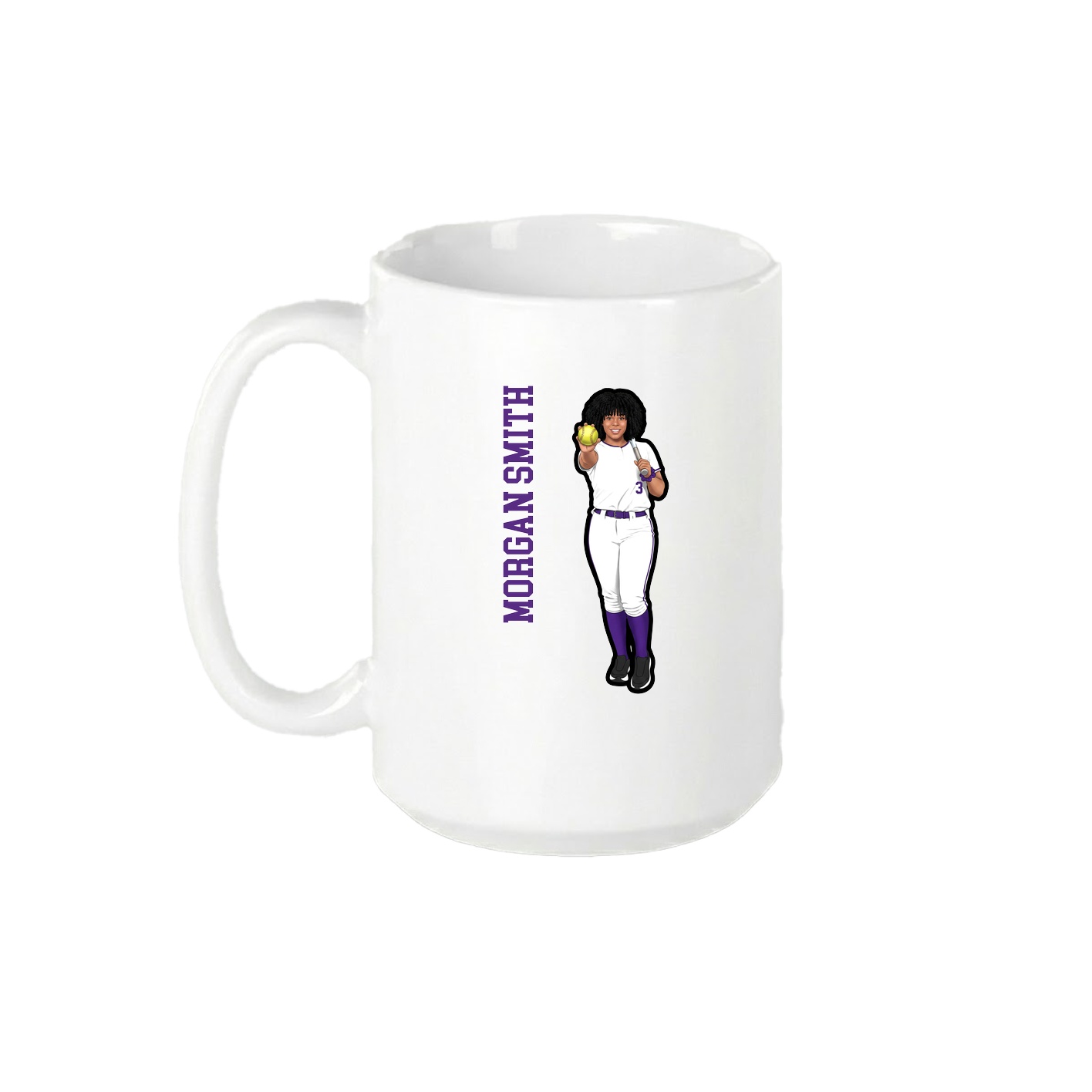 15oz Coffee Mug — Name Vertical in White