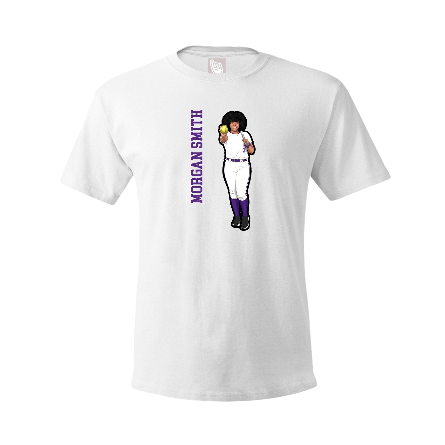 Tee — Name Vertical in White