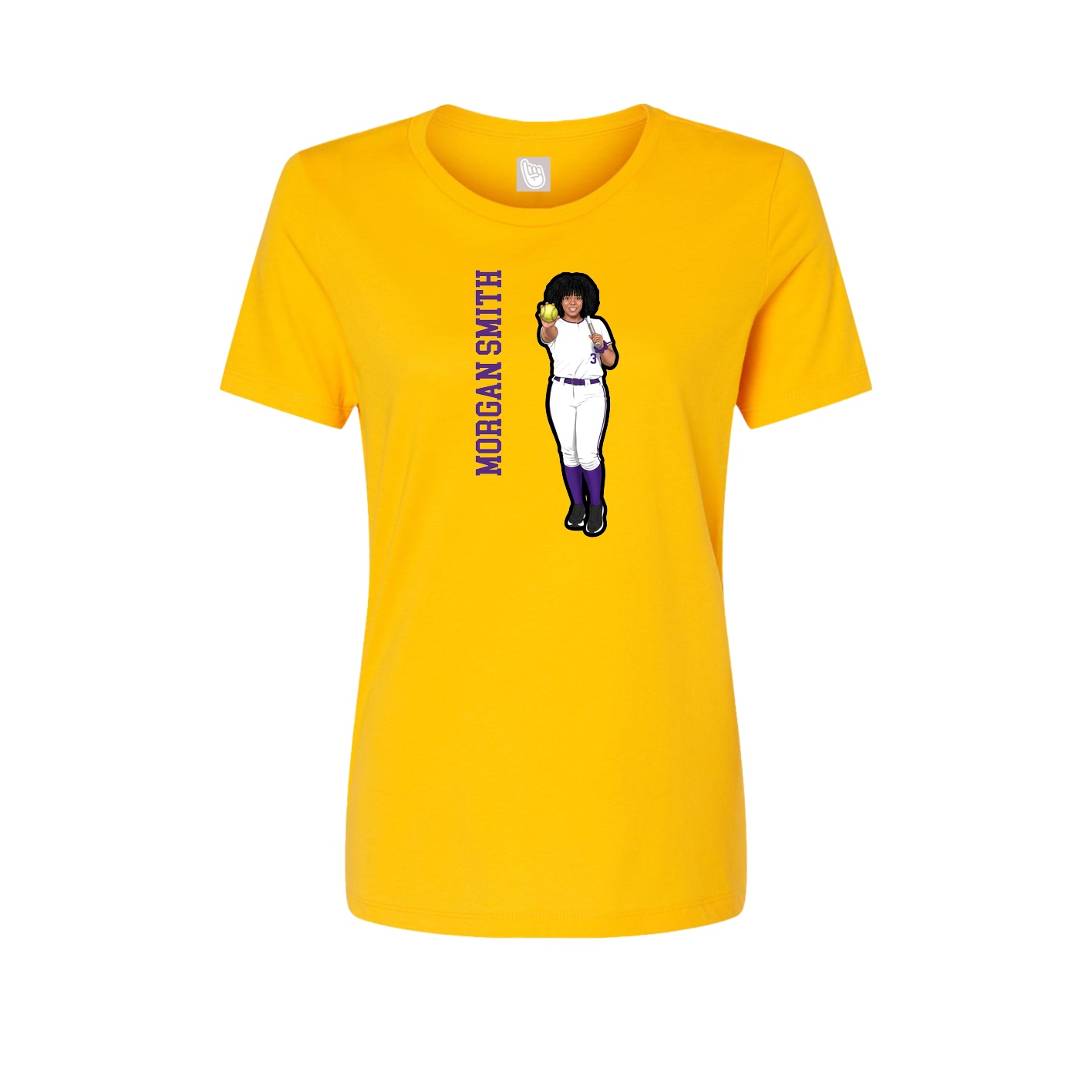 Womens Tee — Name Vertical in Gold