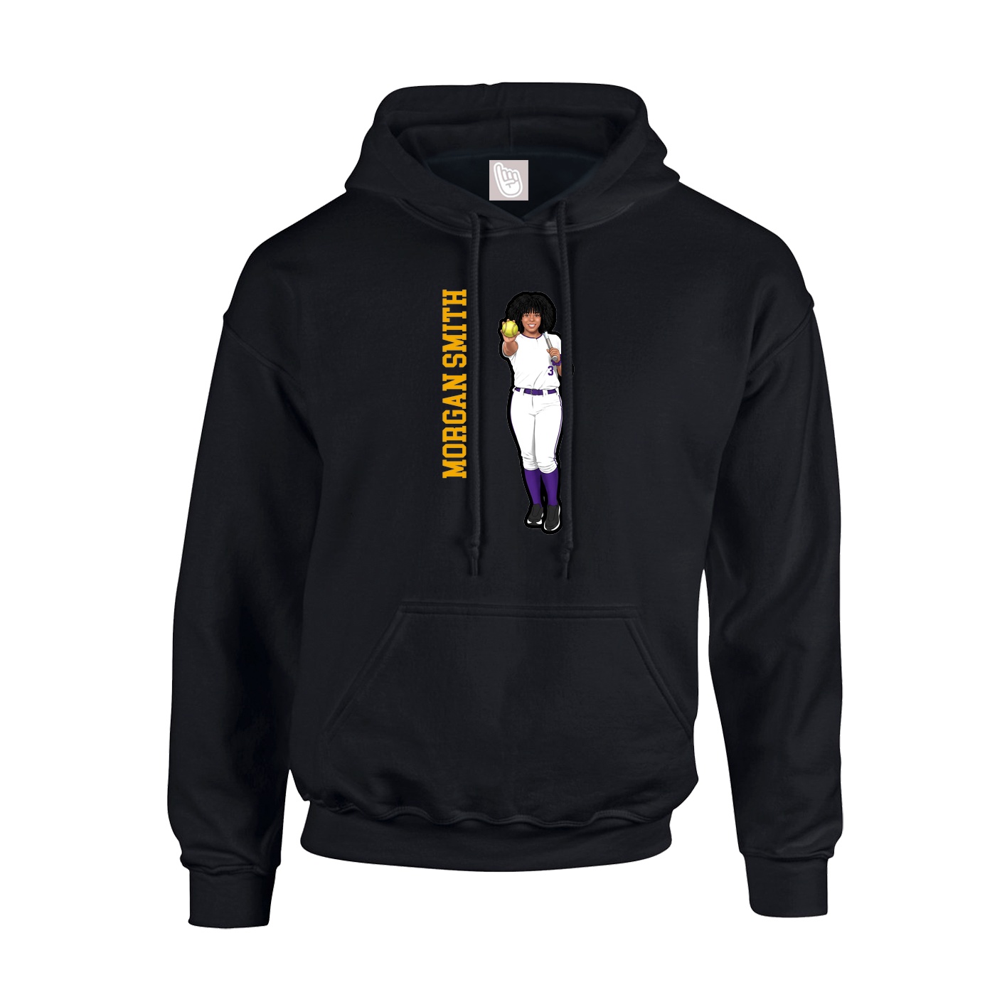 Hoodie — Name Vertical in Black