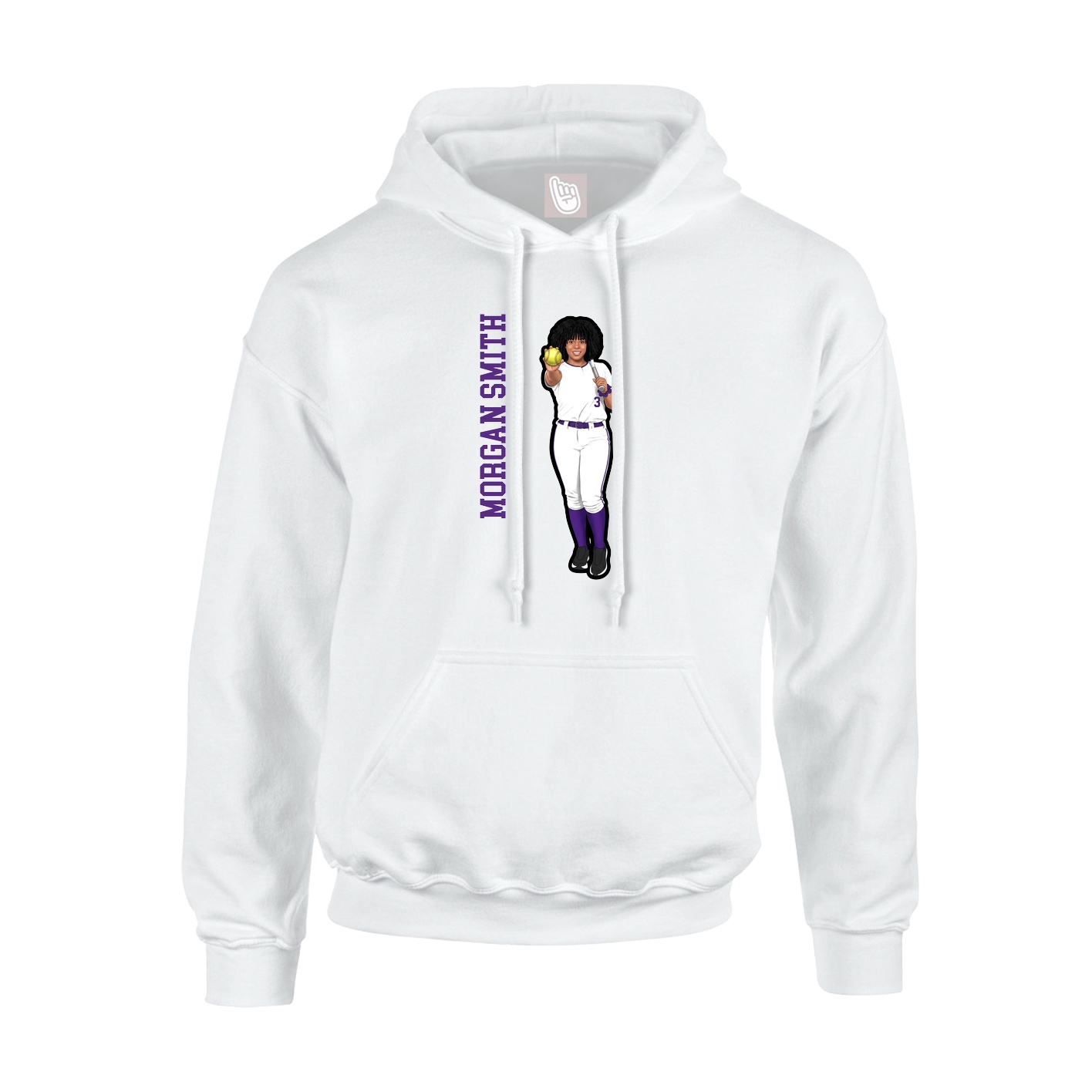 Youth Hoodie — Name Vertical in White