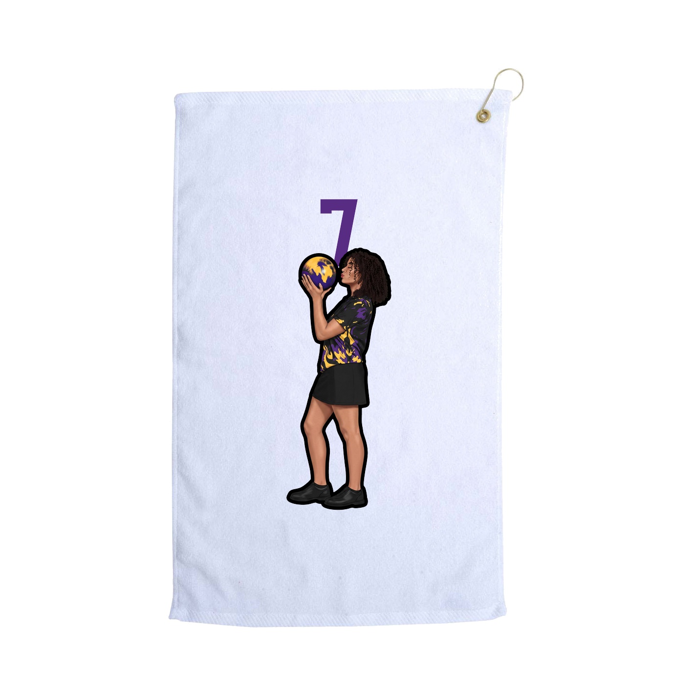 Golf Towel — Number Top in White