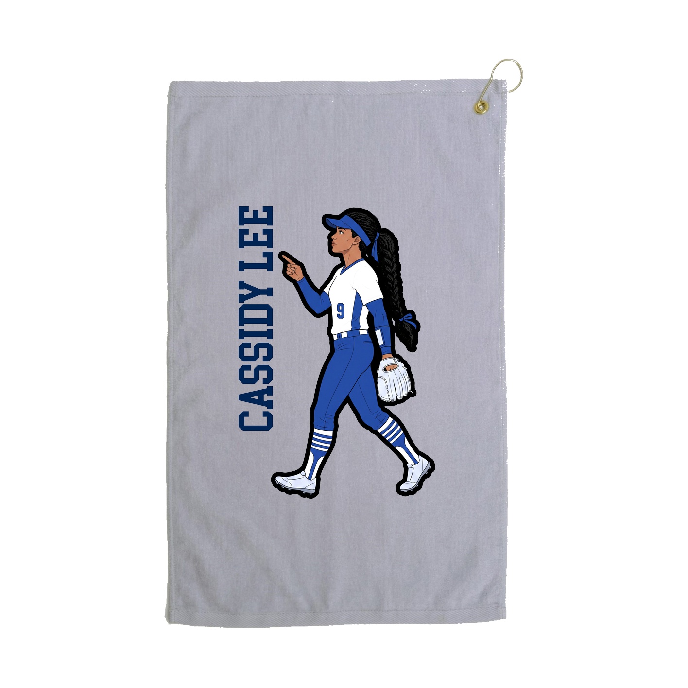 Golf Towel — Name Vertical in Grey