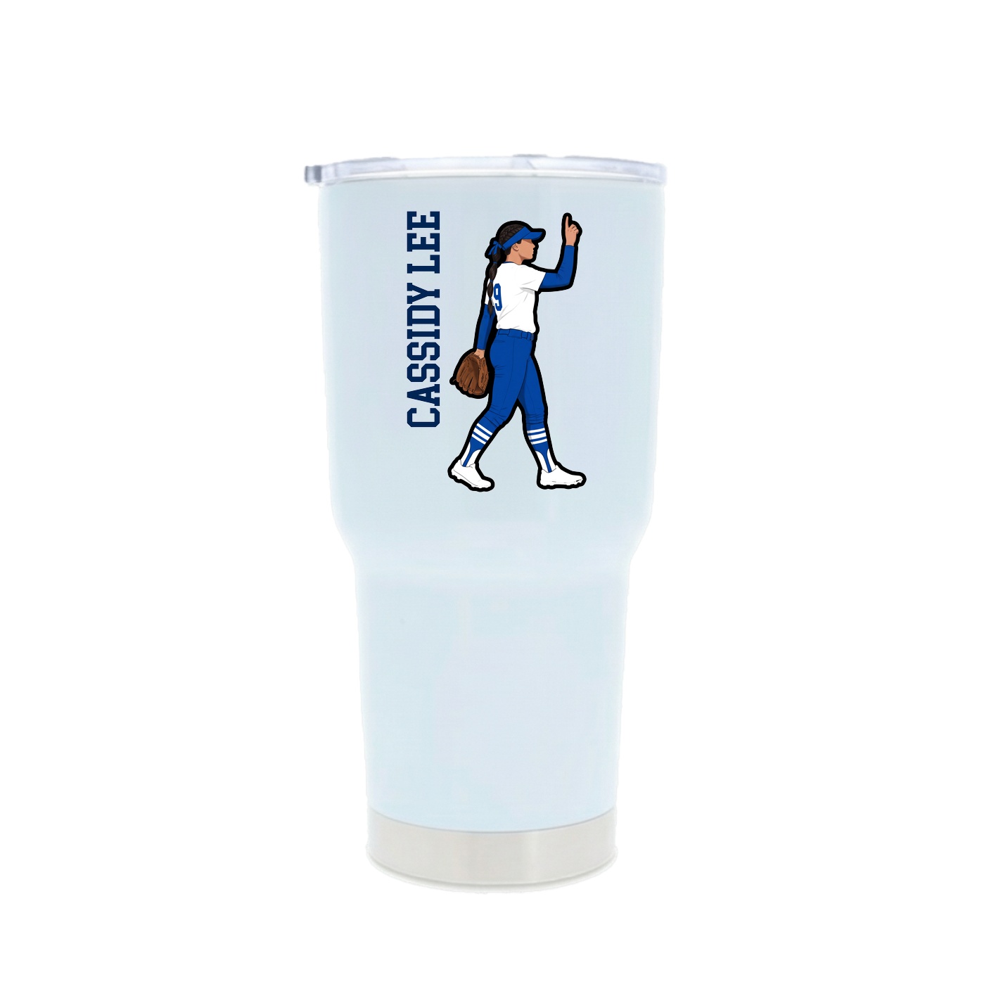 30oz Stainless Steel Tumbler — Name Vertical in White