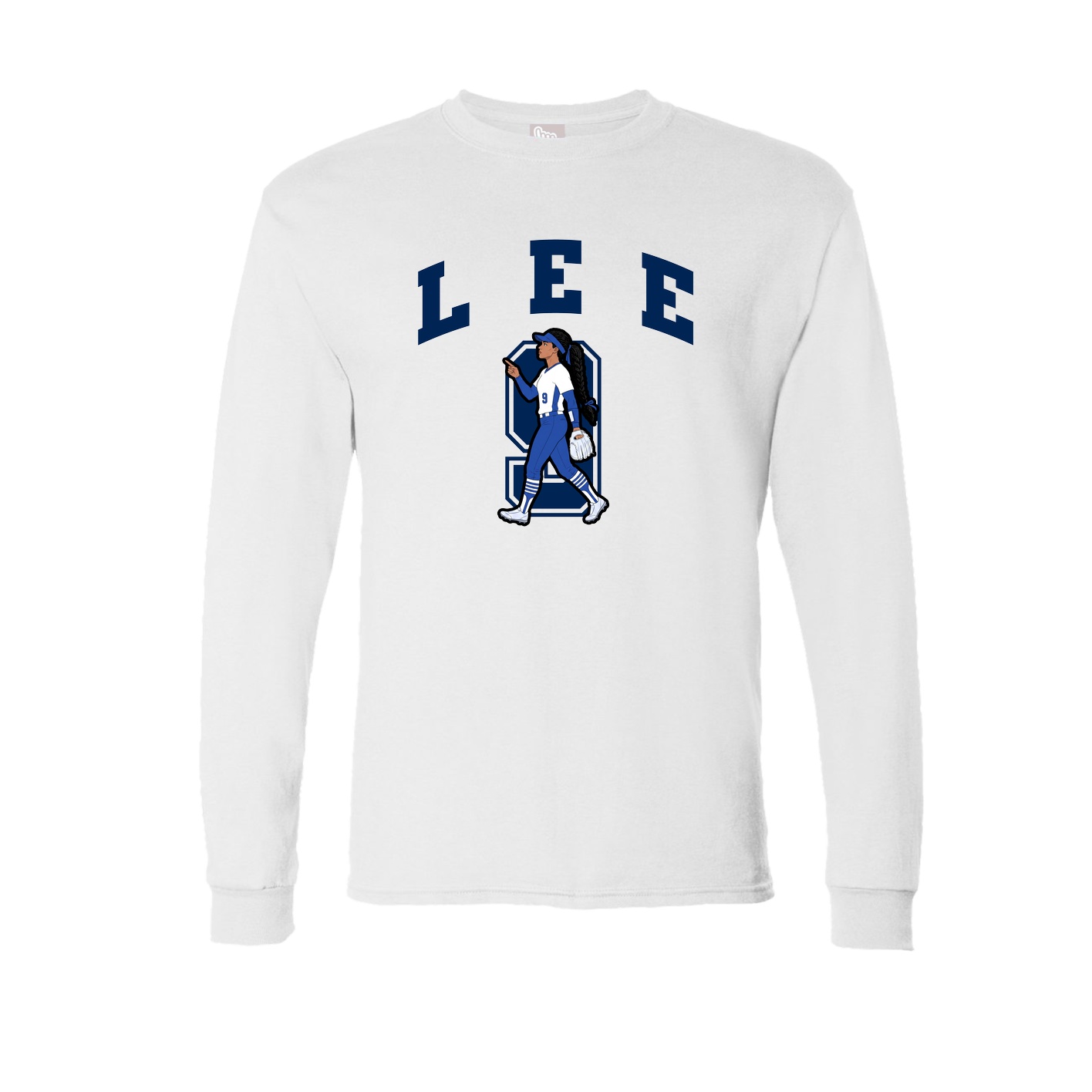 Long Sleeve Tee — Number in White