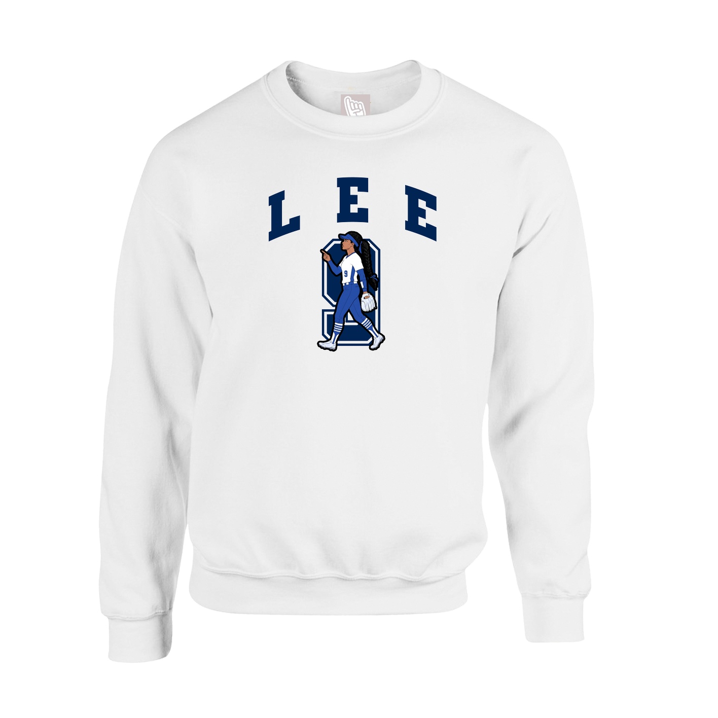 Fleece Crew — Number in White
