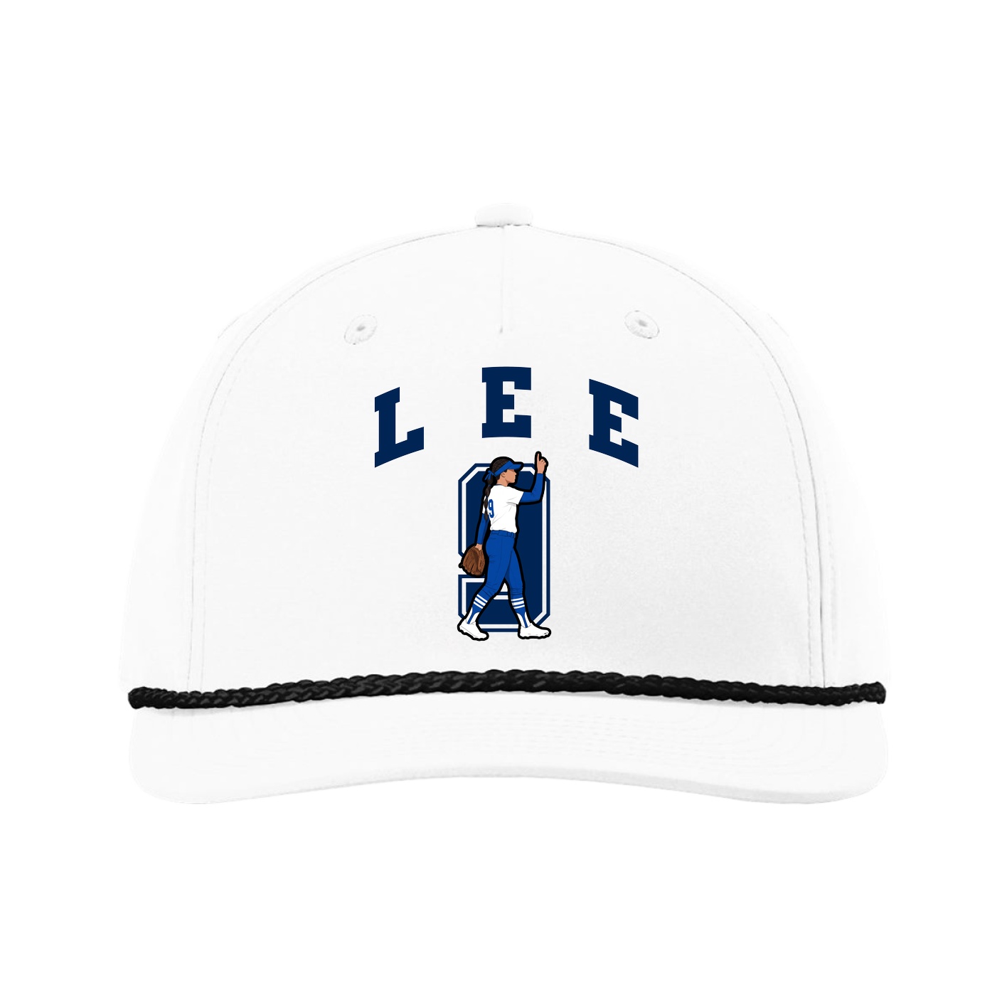 Five-Panel Classic Rope Cap — Number in White