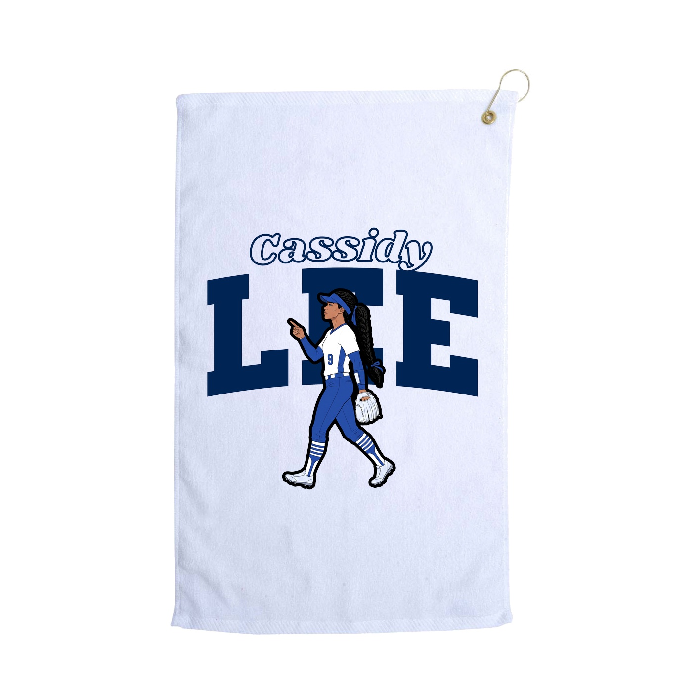 Golf Towel — Name Arch in White