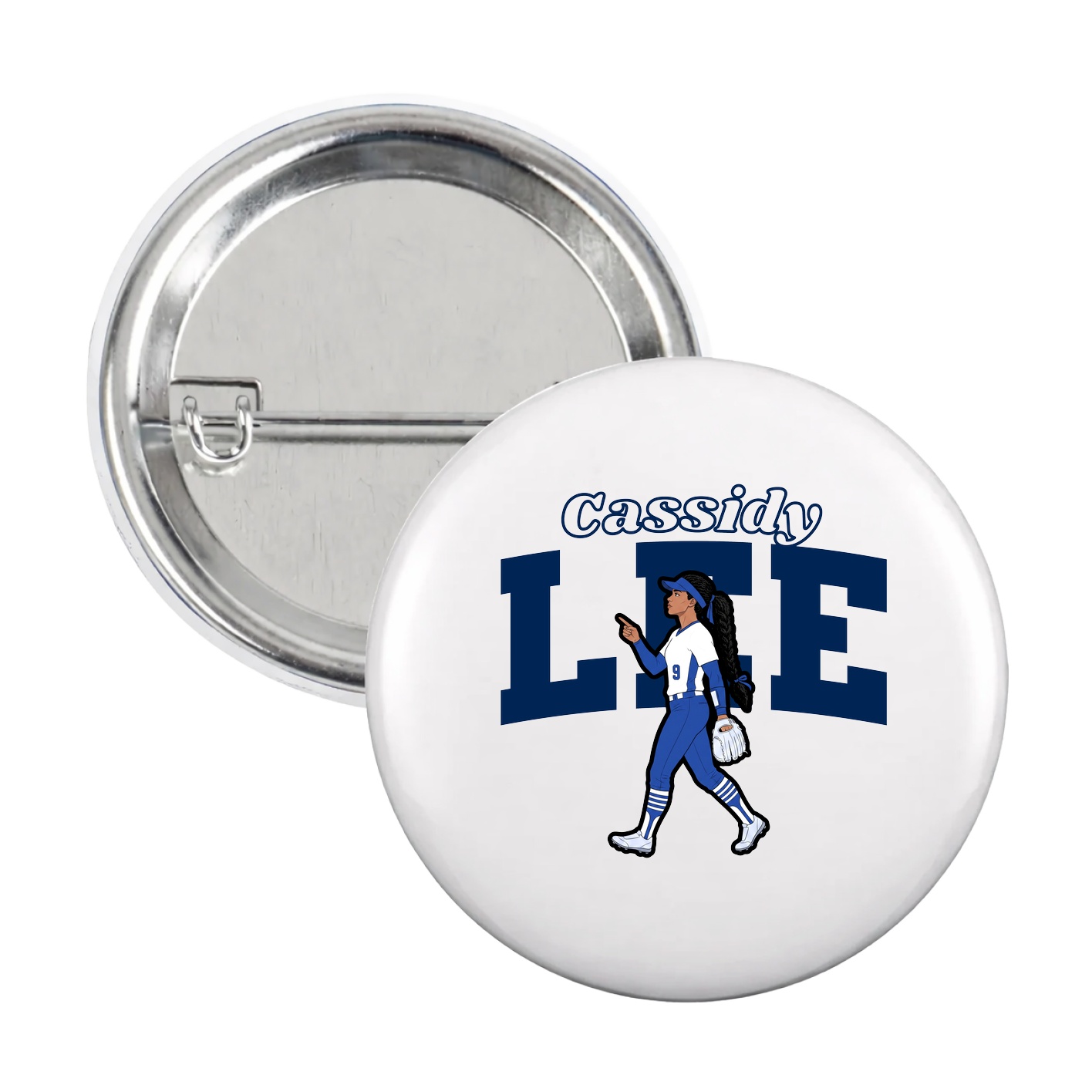 Game Day Button — Name Arch in White