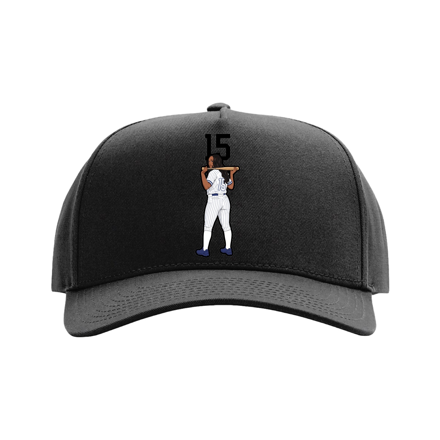 Full Fabric Five-Panel Champ Cap — Number Top in Black