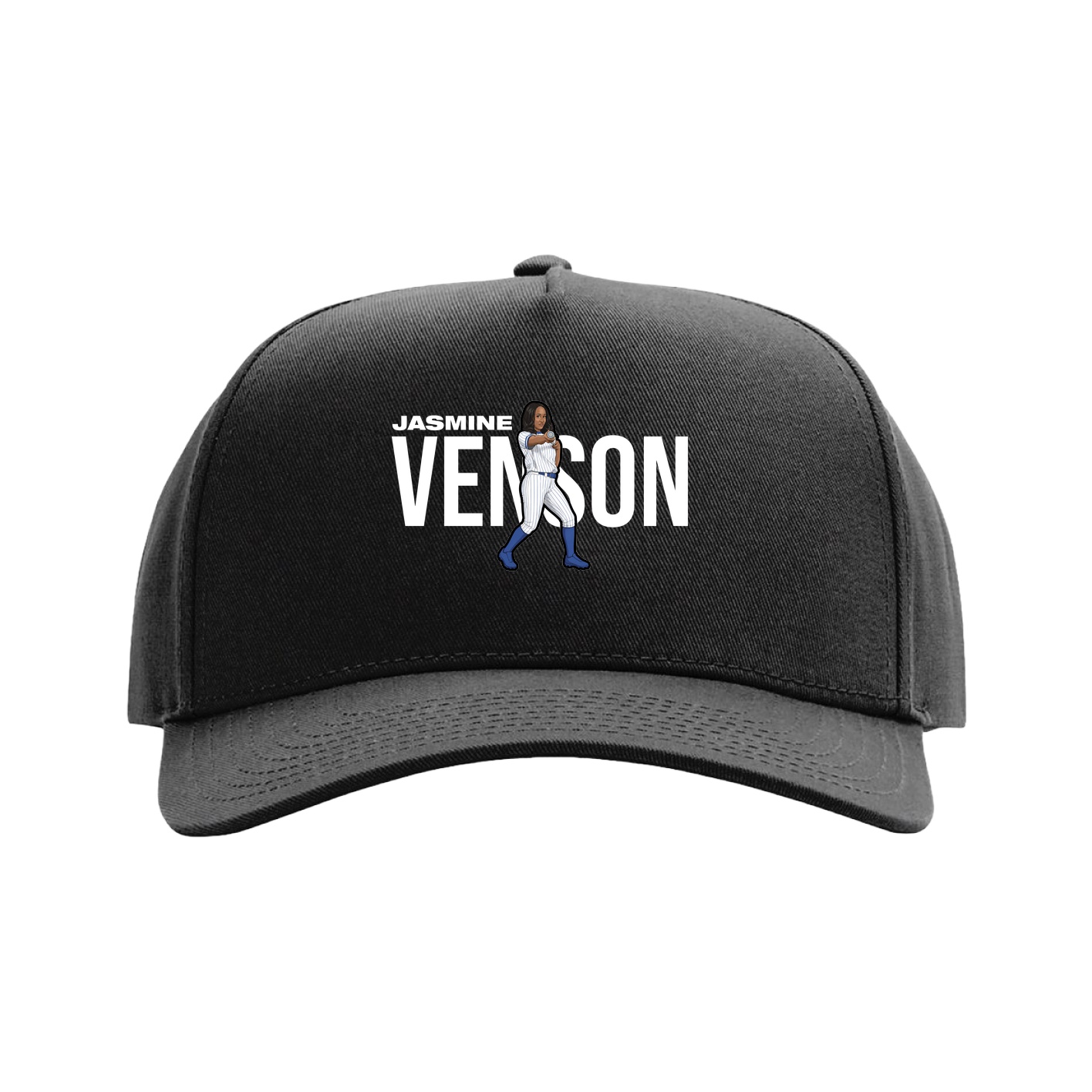 Full Fabric Five-Panel Champ Cap — Player Name in Black