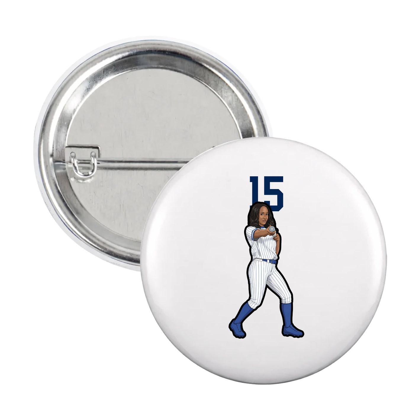 Game Day Button — Number Top in White