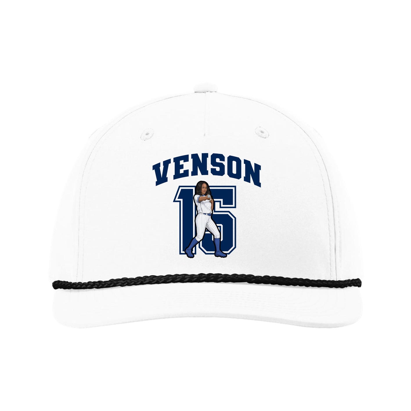Five-Panel Classic Rope Cap — Number in White