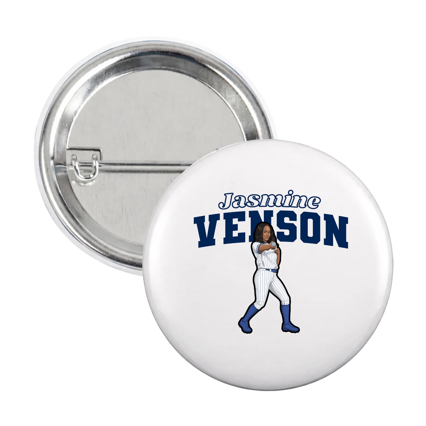 Game Day Button — Name Arch in White