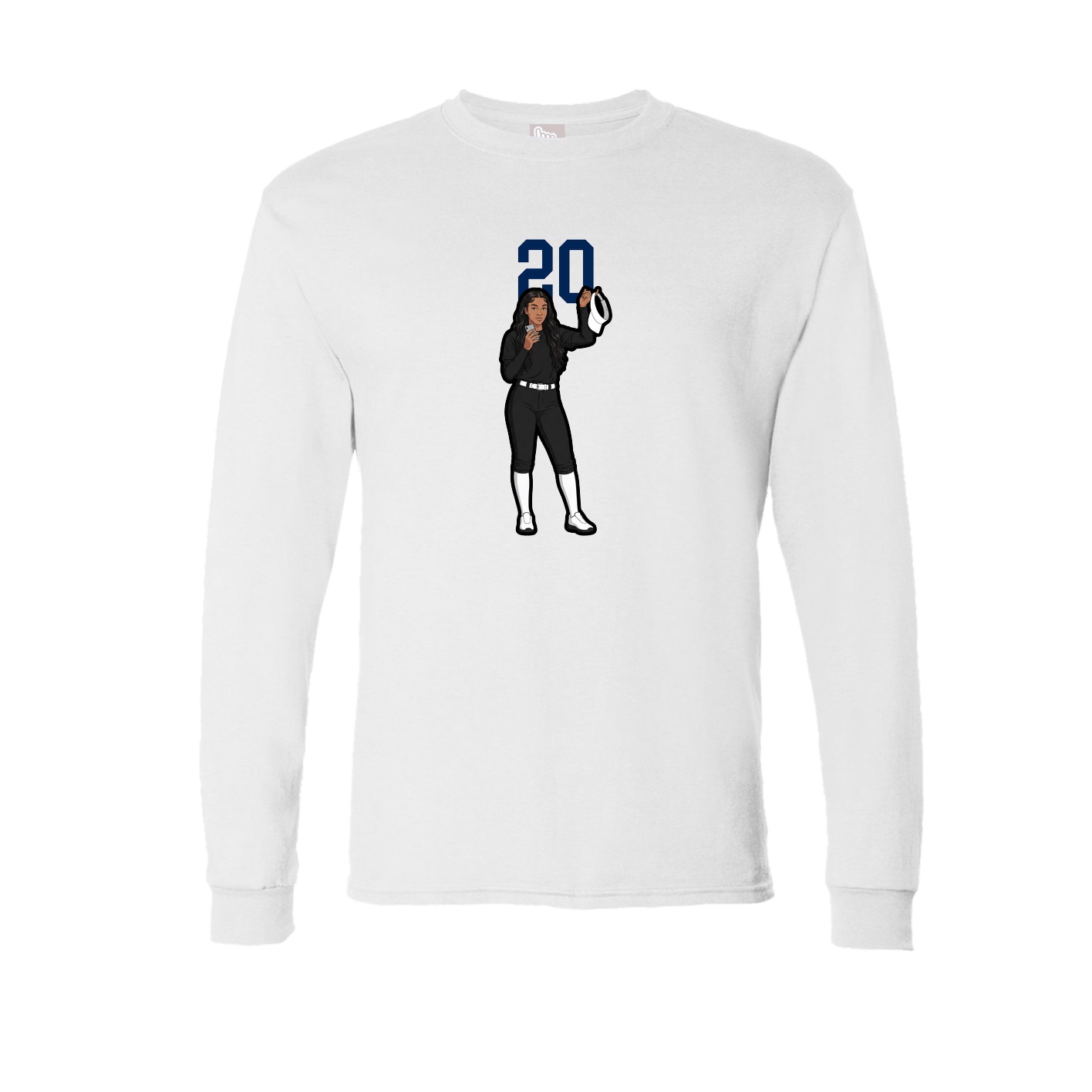 Long Sleeve Tee — Number Top in White