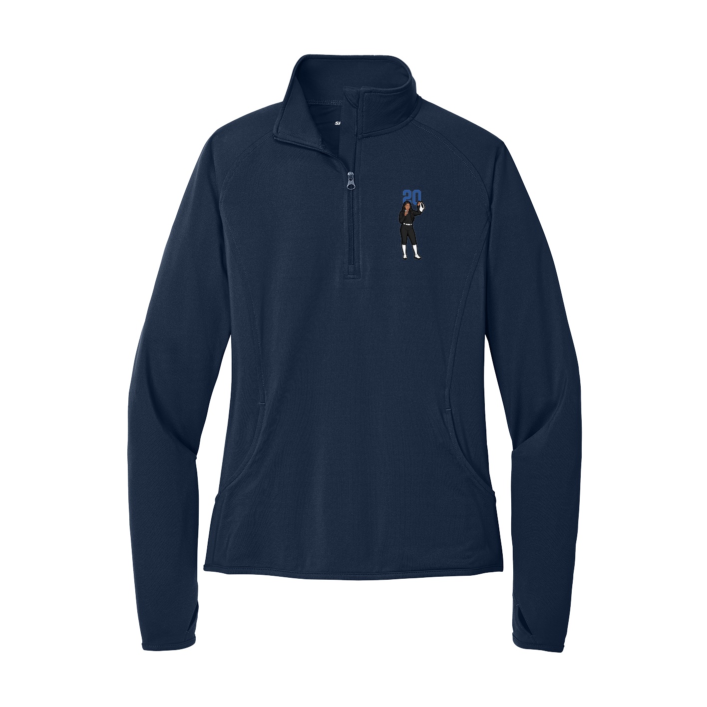 Women's Q-Zip Pullover — Number Top in Navy
