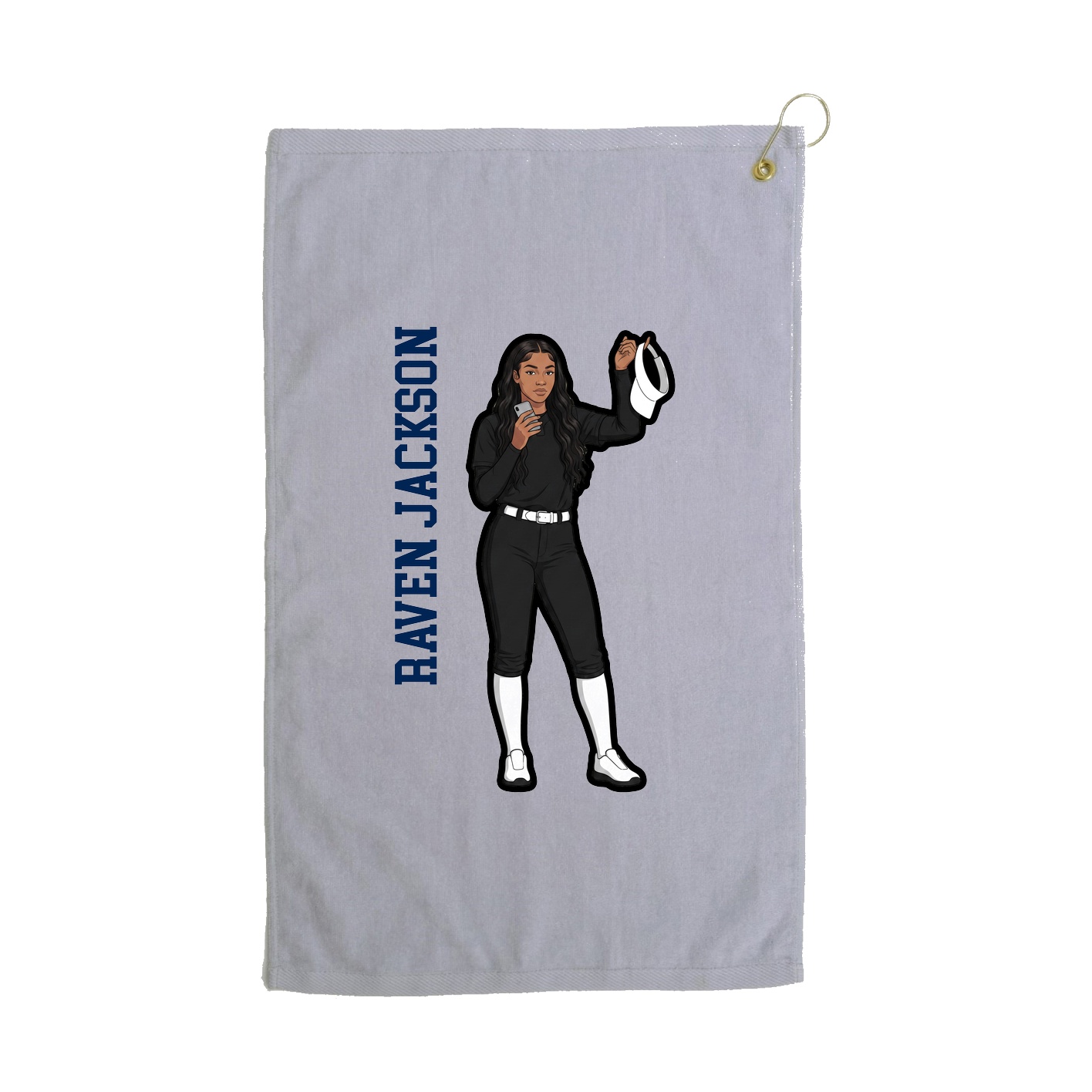Golf Towel — Name Vertical in Grey