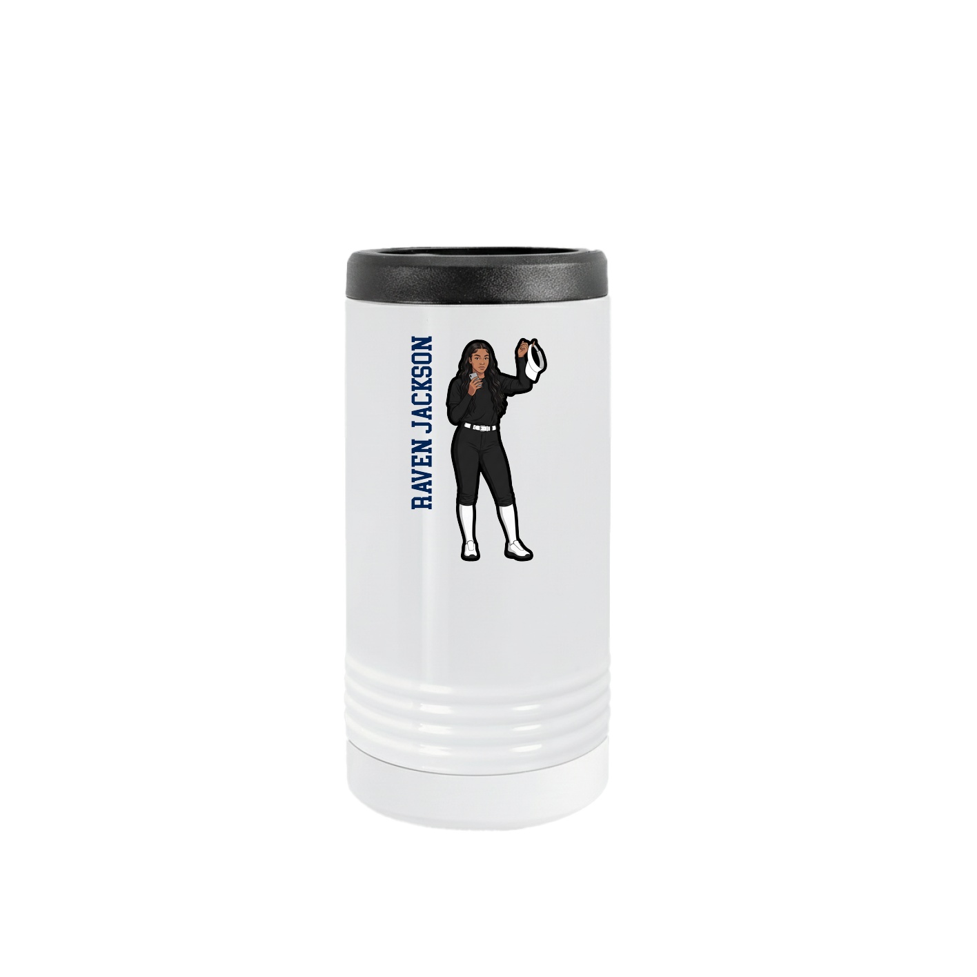 Slim Beverage Holder — Name Vertical in White