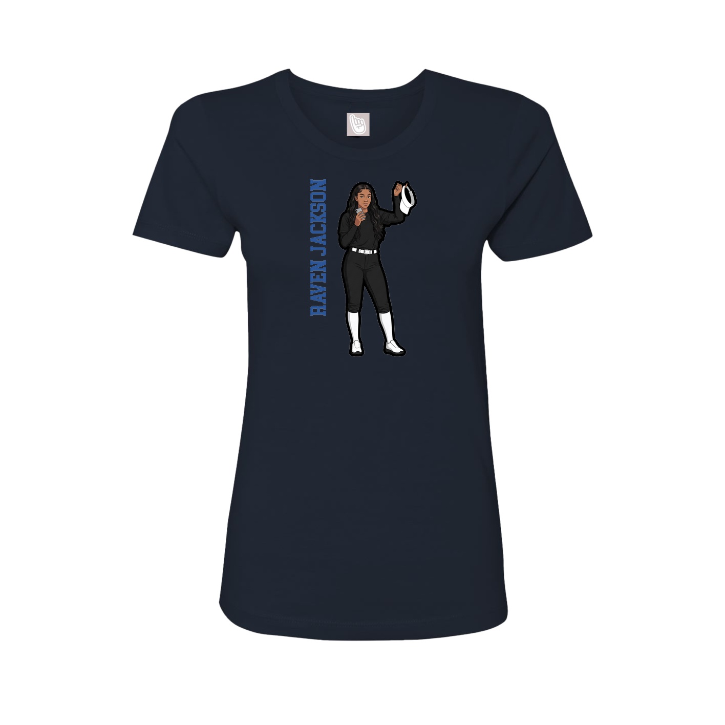Fitted Women's Tee — Name Vertical in Navy