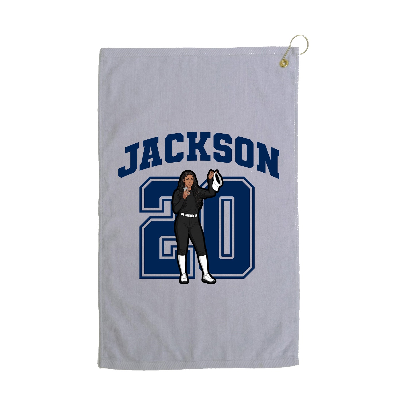 Golf Towel — Number in Grey