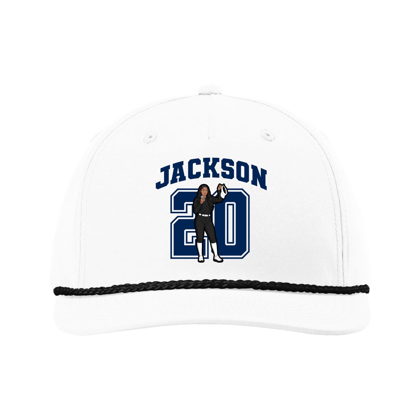 Five-Panel Classic Rope Cap — Number in White