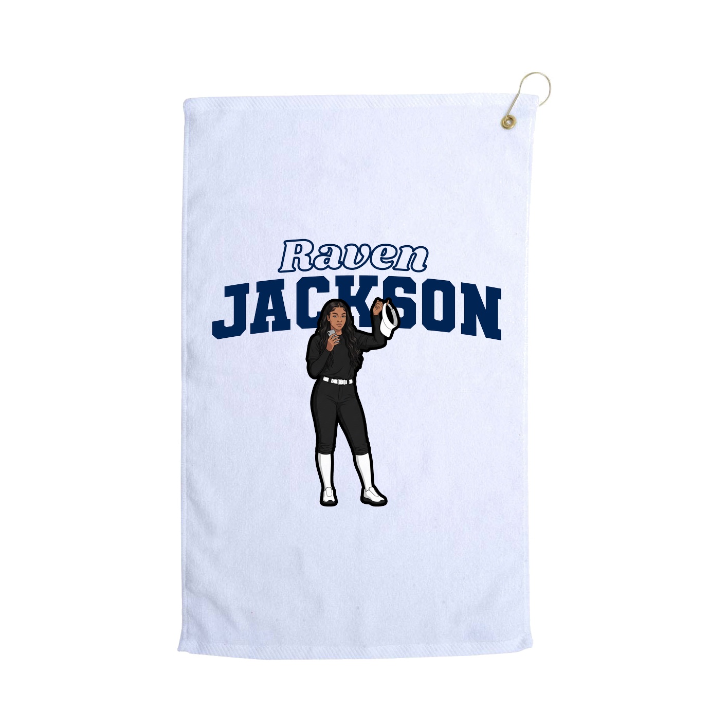 Golf Towel — Name Arch in White