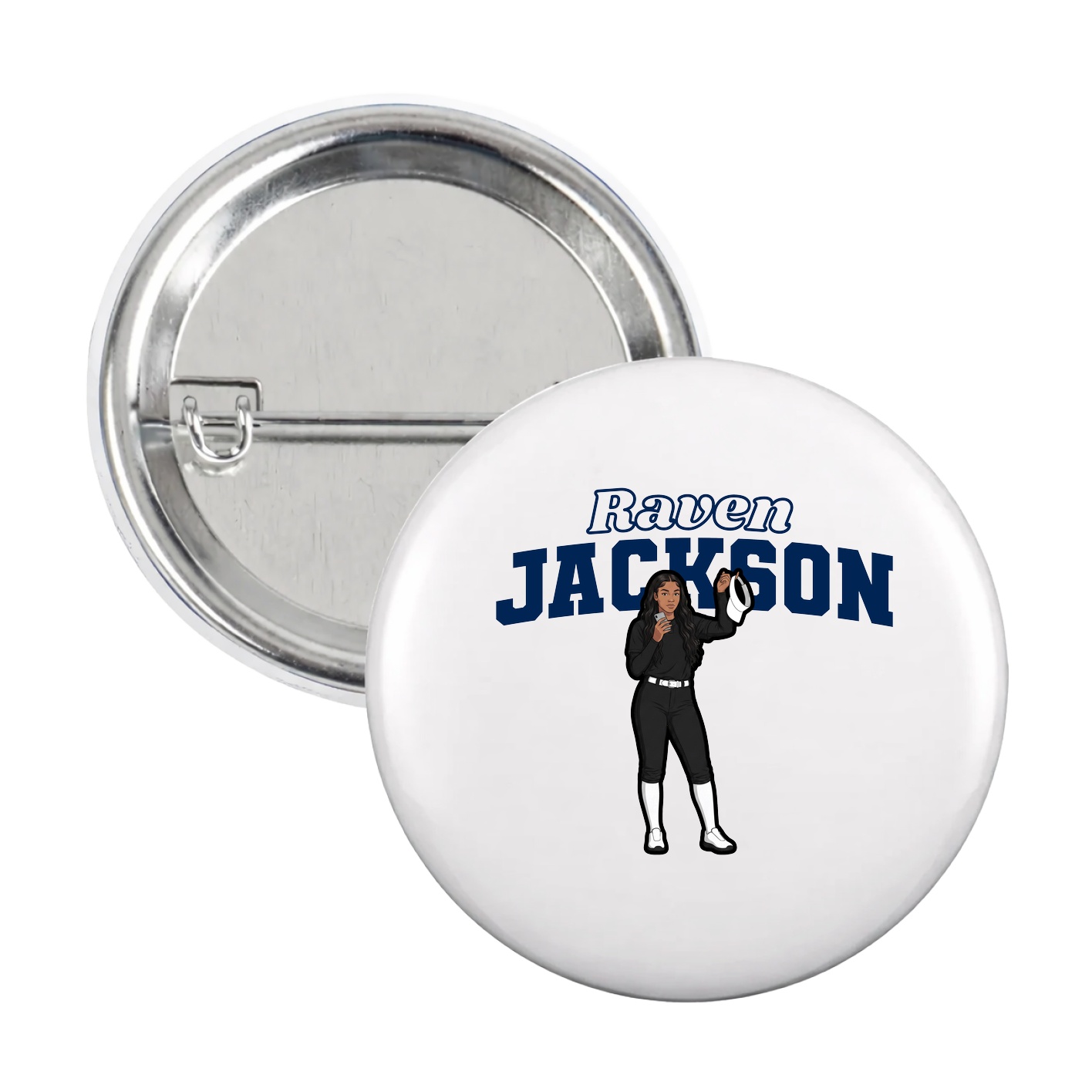 Game Day Button — Name Arch in White