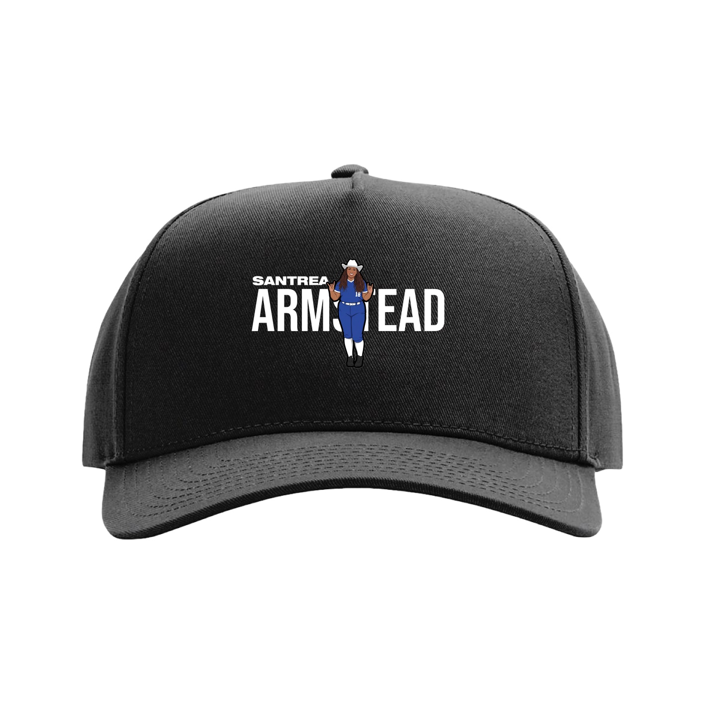 Full Fabric Five-Panel Champ Cap — Player Name in Black