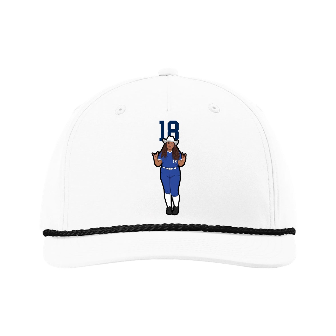 Five-Panel Classic Rope Cap — Number Top in White