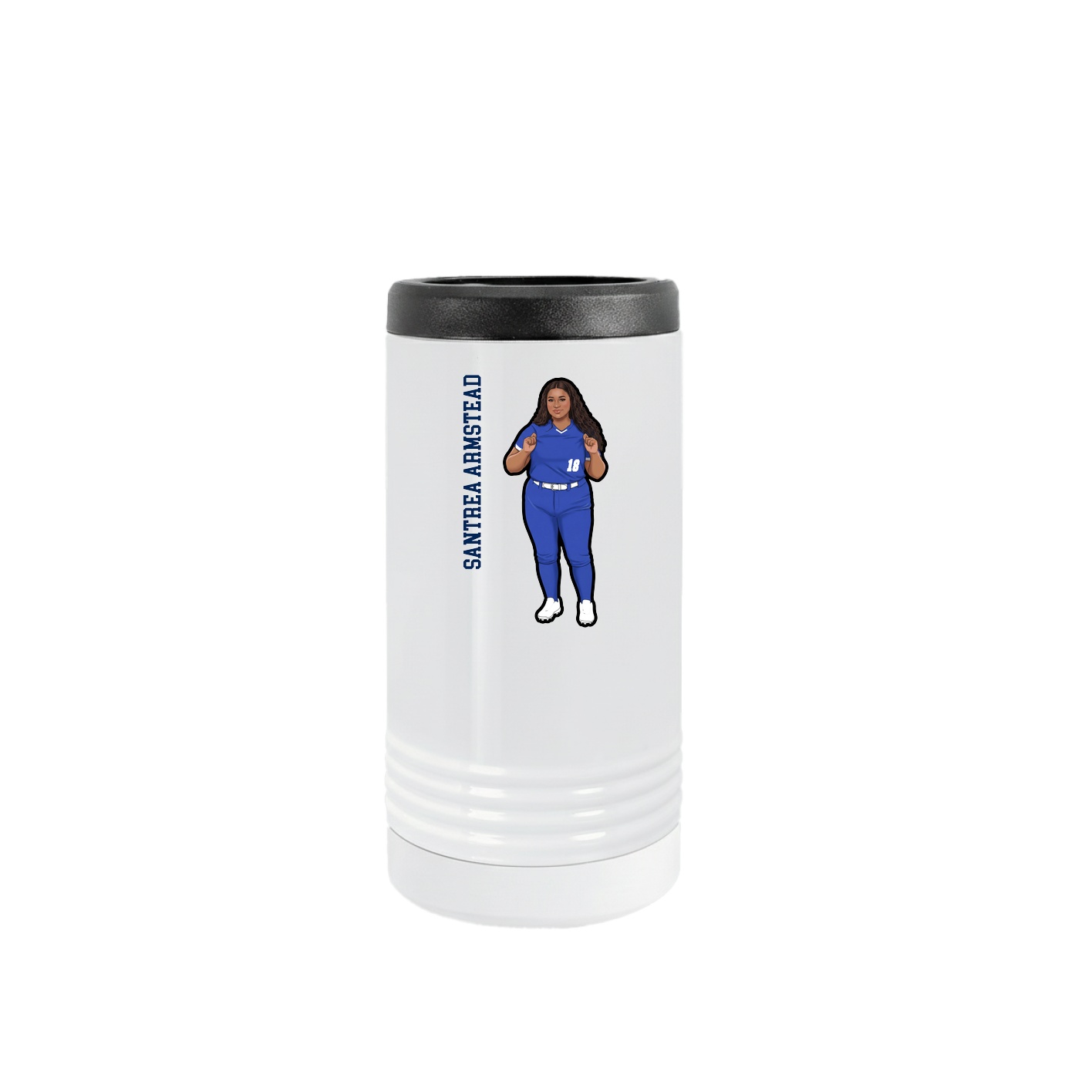 Slim Beverage Holder — Name Vertical in White