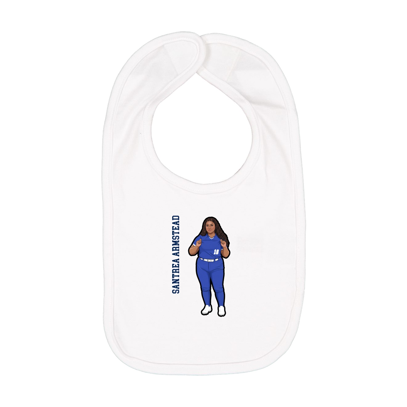 Infant Bib — Name Vertical in White