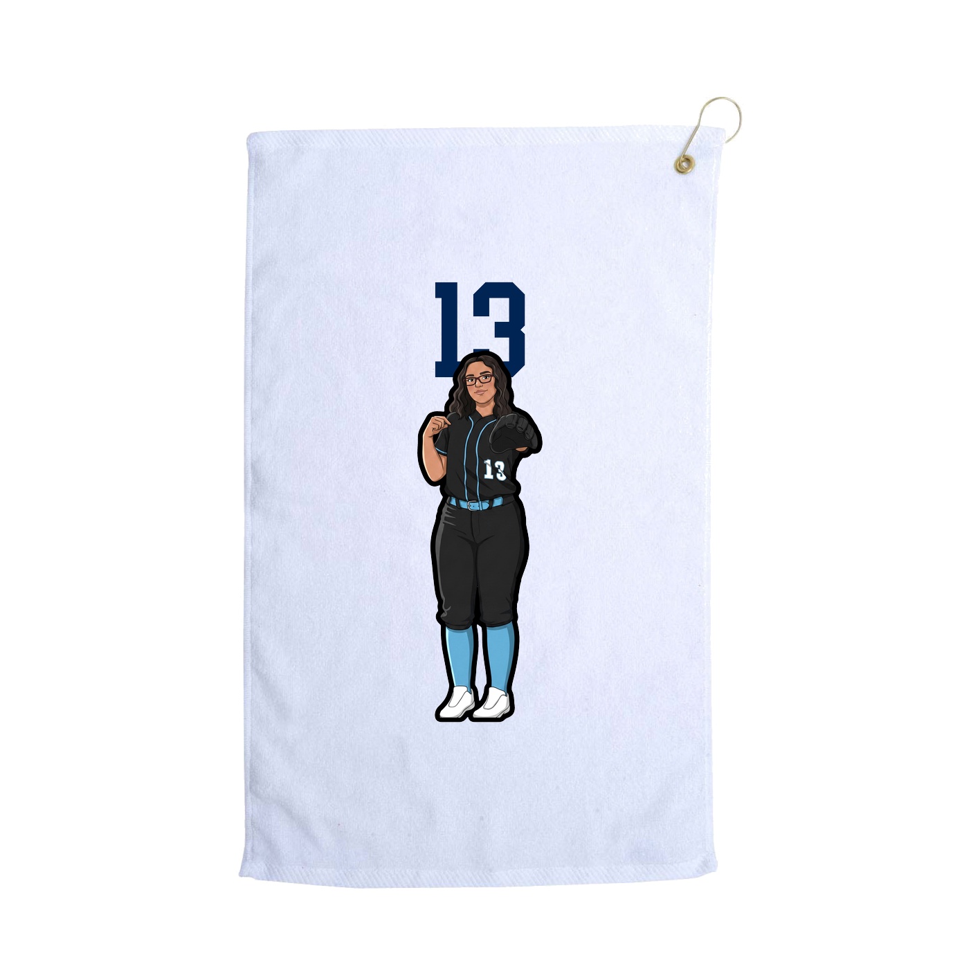 Golf Towel — Number Top in White