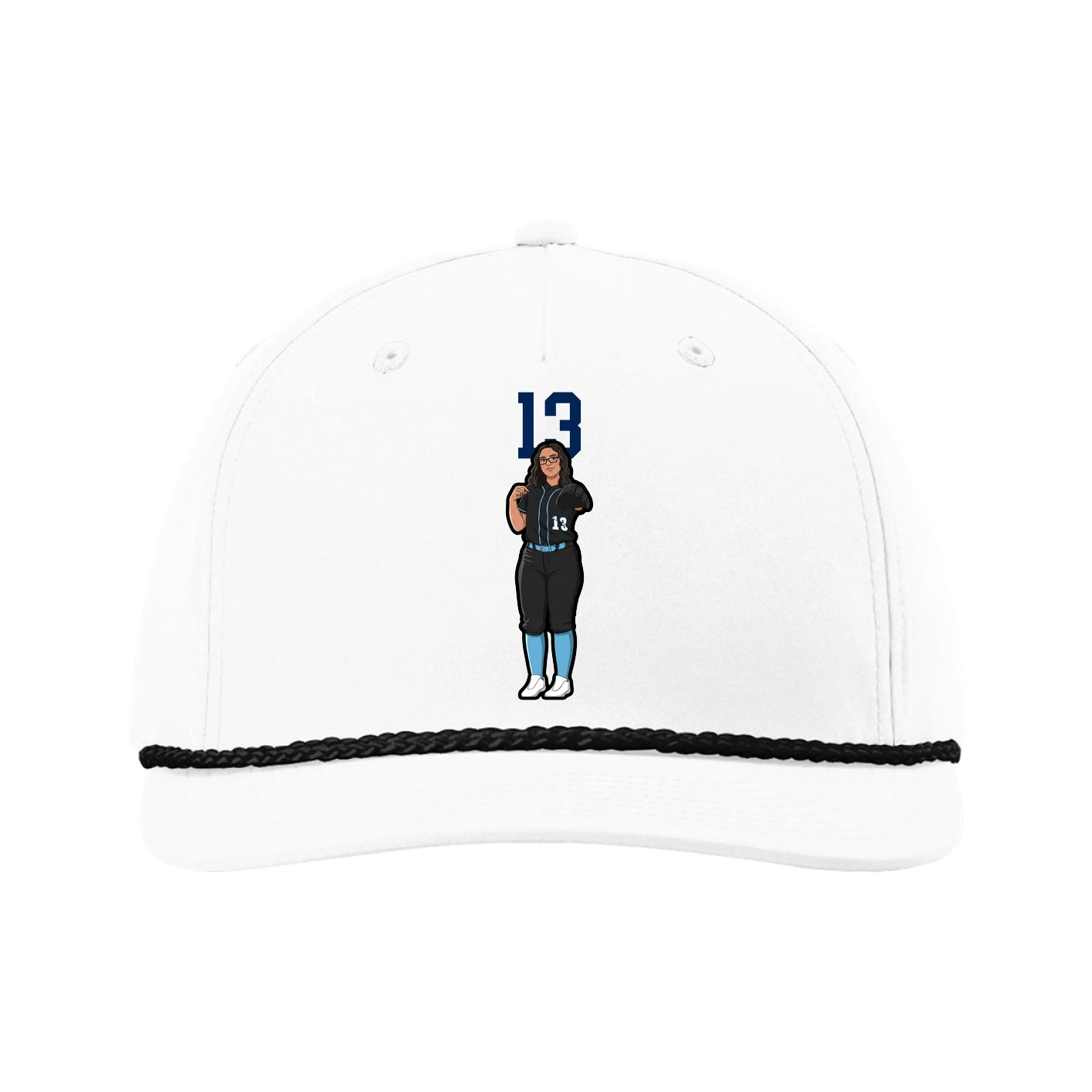 Five-Panel Classic Rope Cap — Number Top in White
