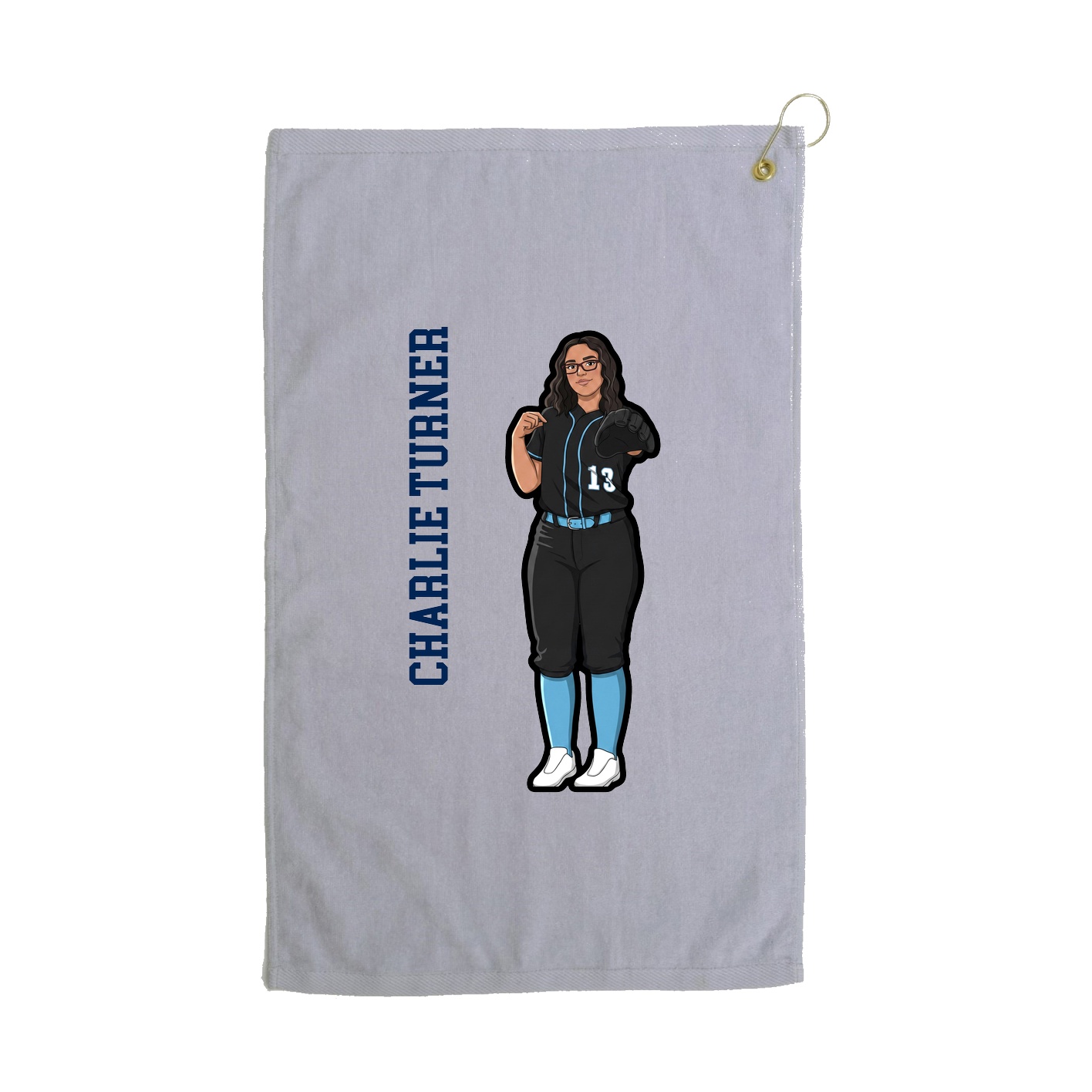 Golf Towel — Name Vertical in Grey