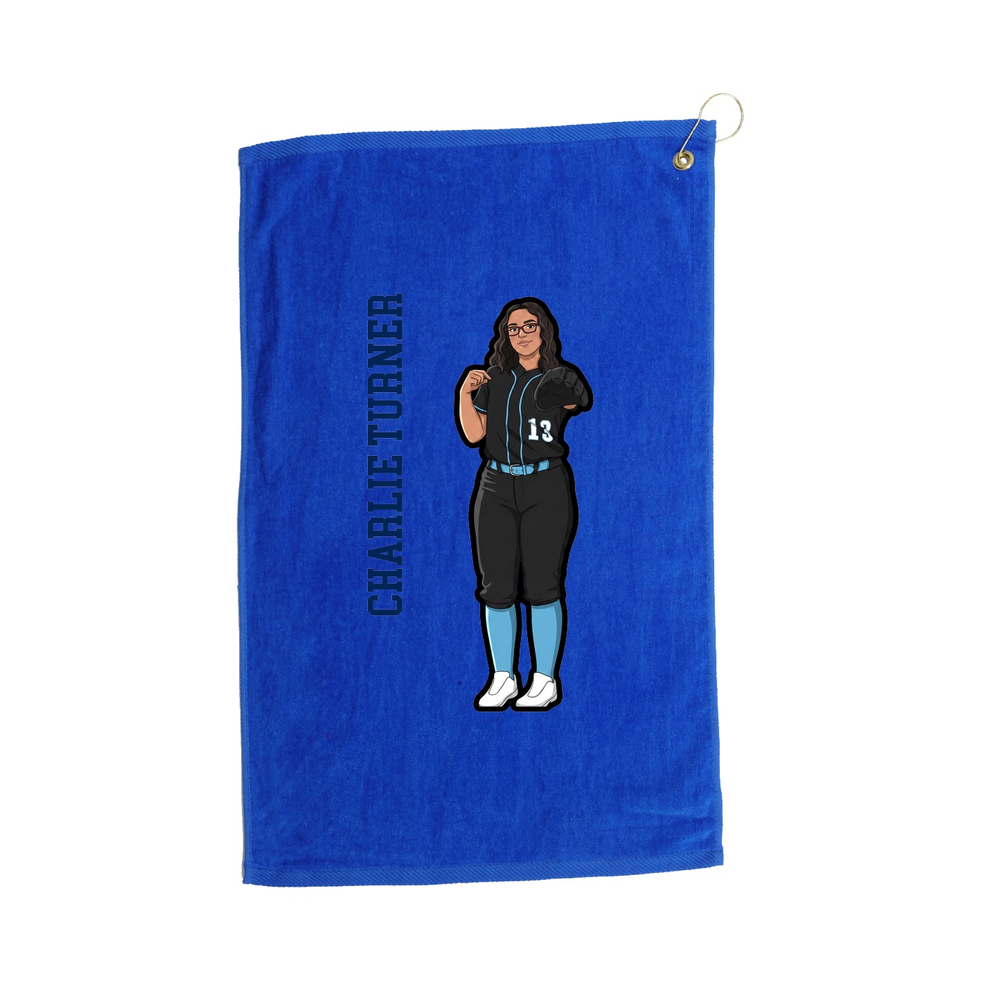 Golf Towel — Name Vertical in Royal