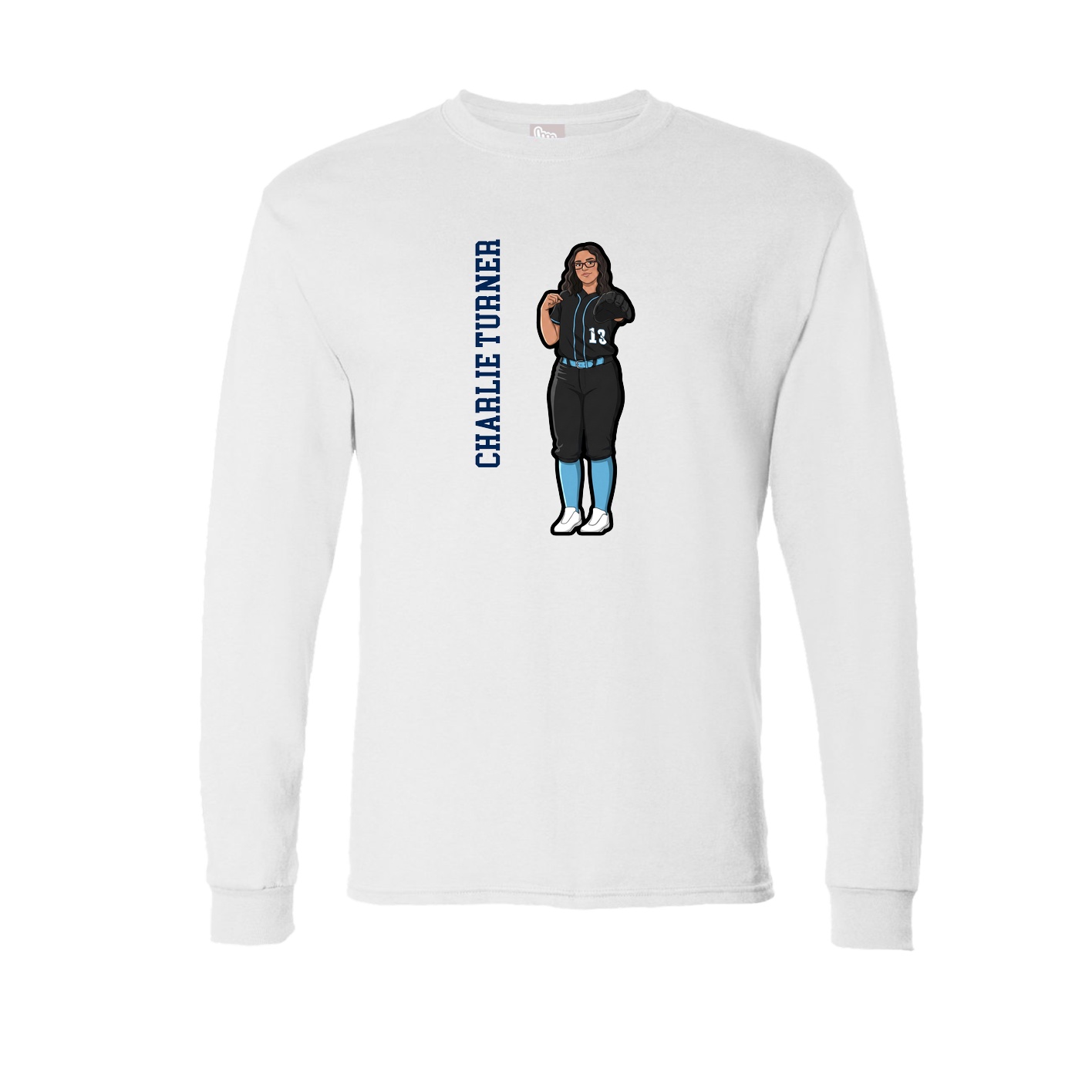 Long Sleeve Tee — Name Vertical in White