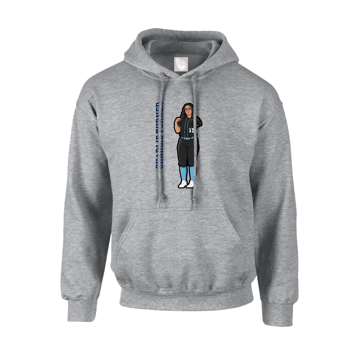 Hoodie — Name Vertical in Grey