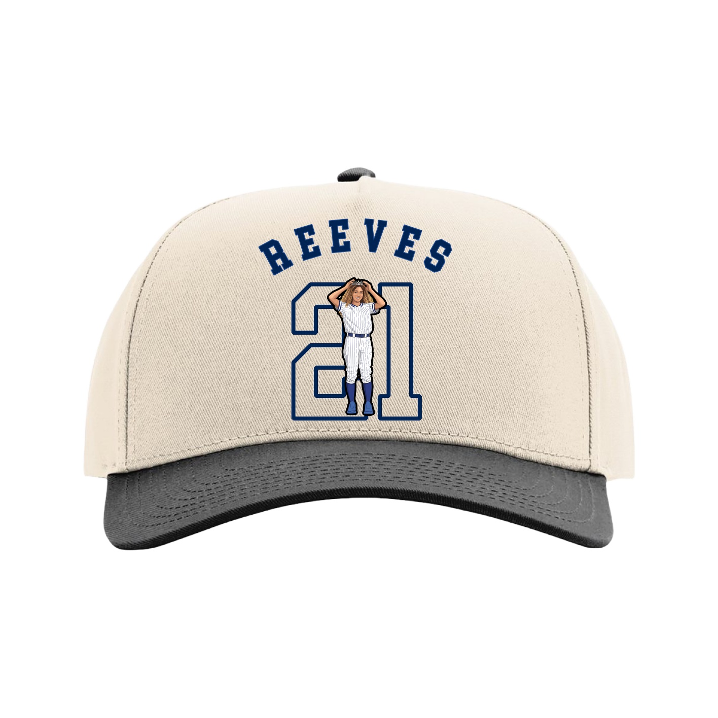Full Fabric Five-Panel Champ Cap — Shirsey Arch in Cream/Black