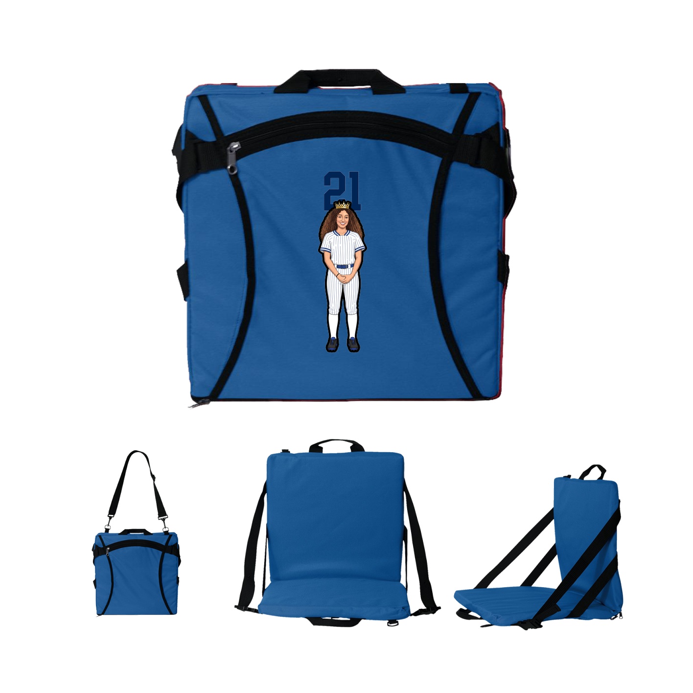 Folding Stadium Seat — Number Top in Royal