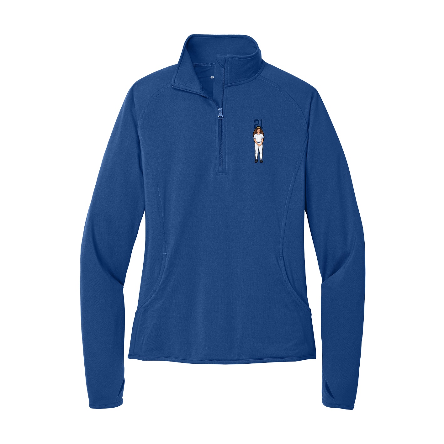 Women's Q-Zip Pullover — Number Top in Royal