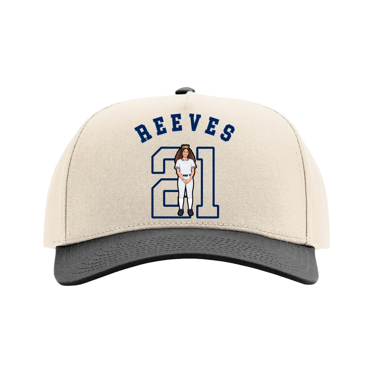 Full Fabric Five-Panel Champ Cap — Shirsey Arch in Cream/Black