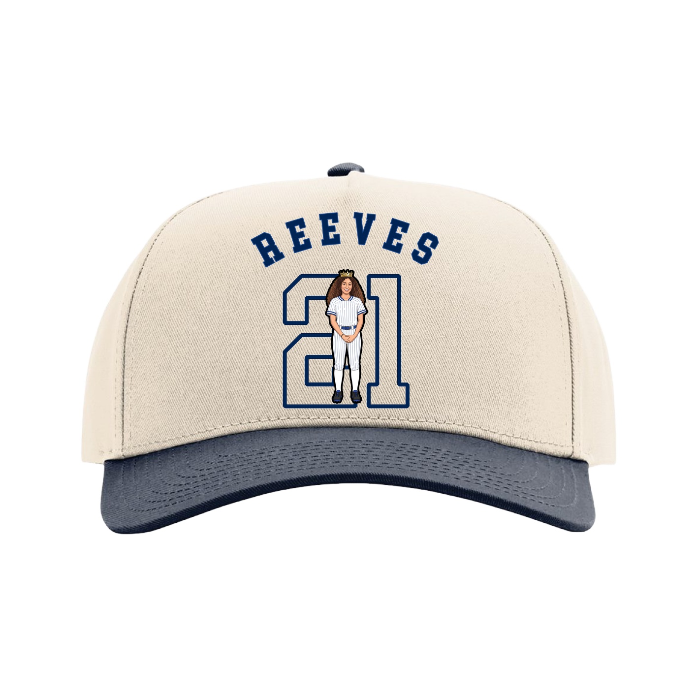 Full Fabric Five-Panel Champ Cap — Shirsey Arch in Cream/Navy