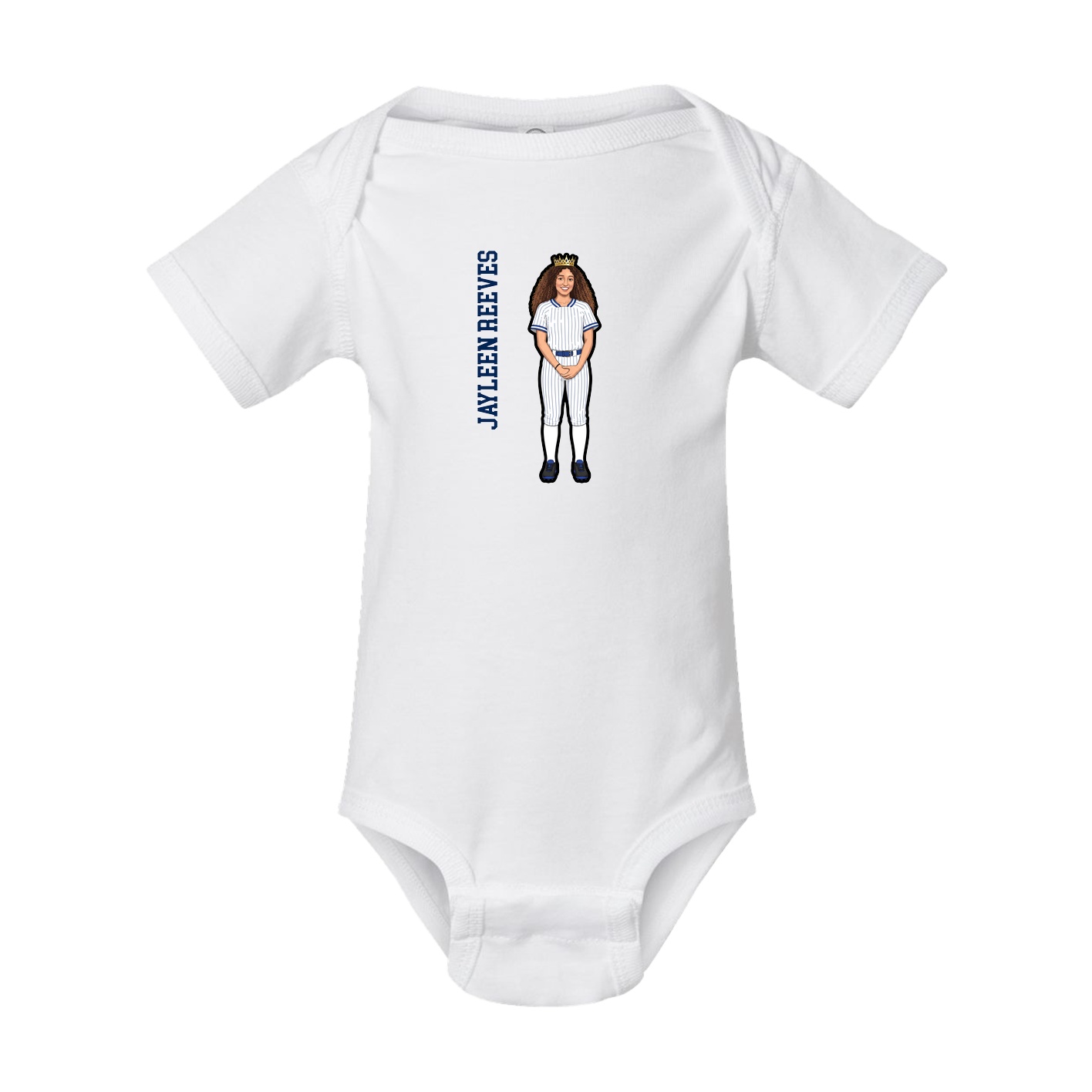 Baby Onesie — Name Vertical in White