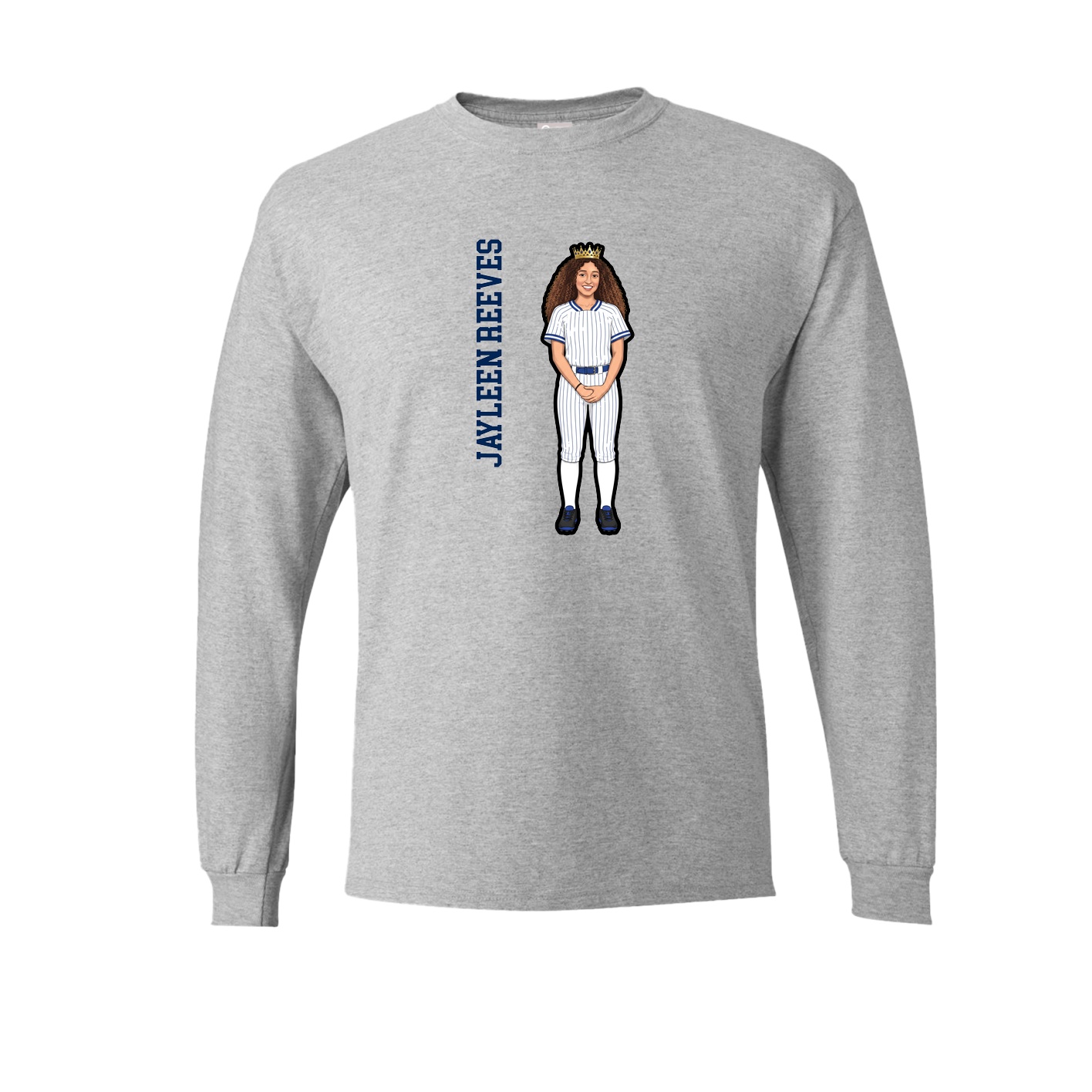 Long Sleeve Tee — Name Vertical in Grey