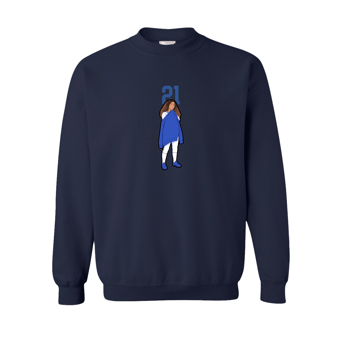 Fleece Crew — Number Top in Navy