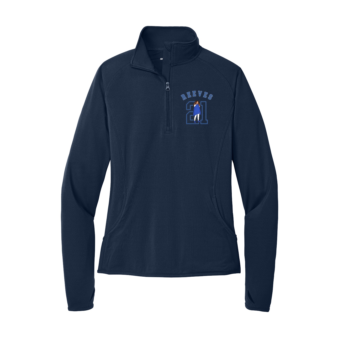 Women's Q-Zip Pullover — Shirsey Arch in Navy