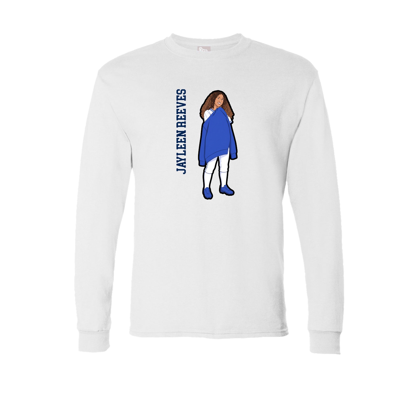 Long Sleeve Tee — Name Vertical in White